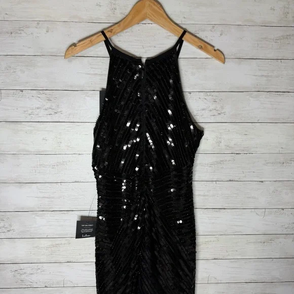 Lulus Ace of Spades Black Sequin Bodycon Dress Size Medium NWT - Picture 5 of 6